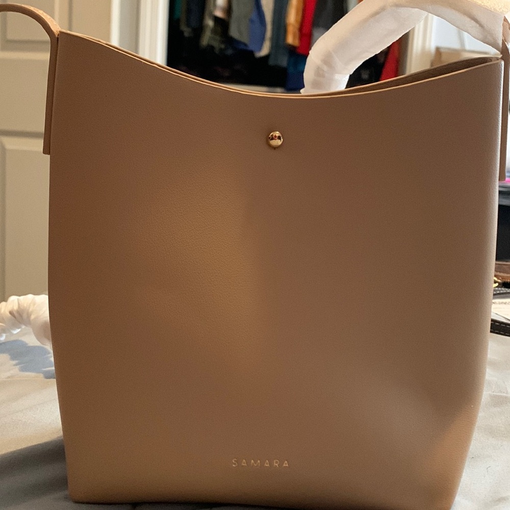 Samara 100% Vegan Leather Beige /Blush Crossbody Purse